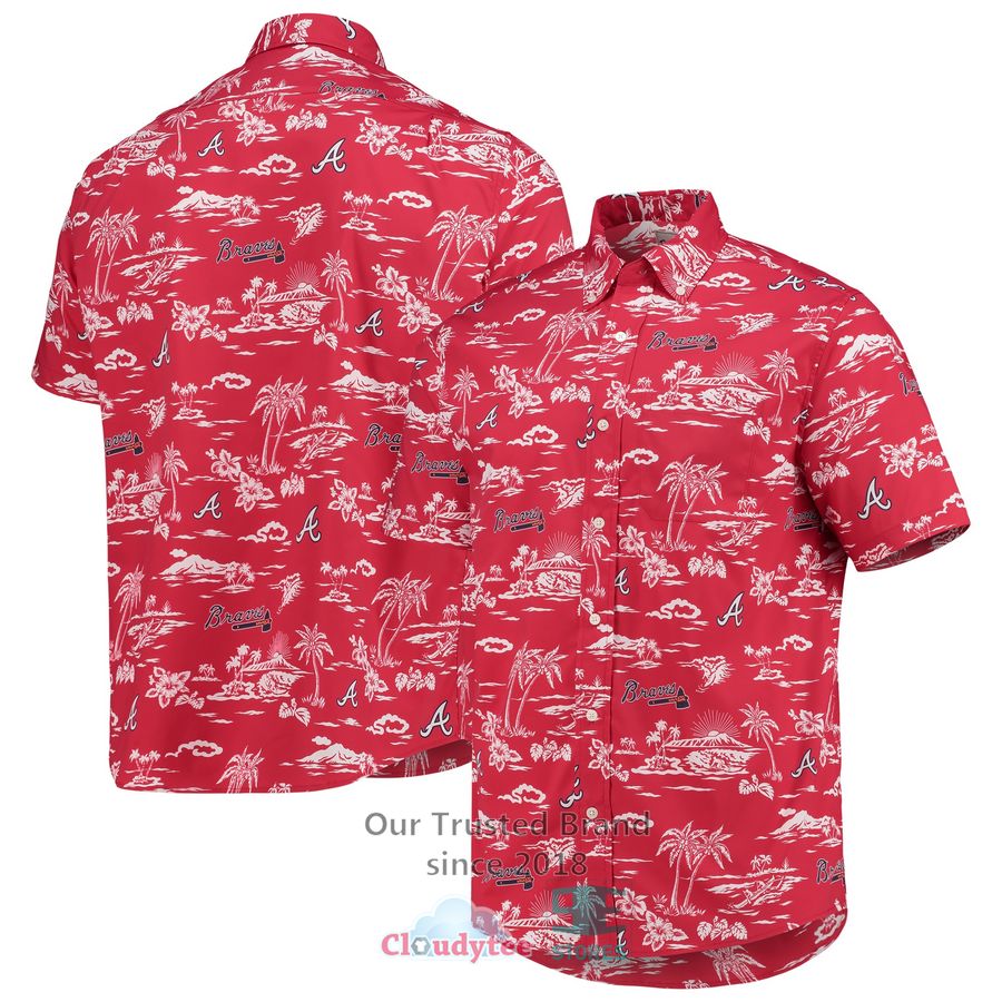 Atlanta Braves Reyn Spooner Kekai Performance Red Hawaiian Shirt