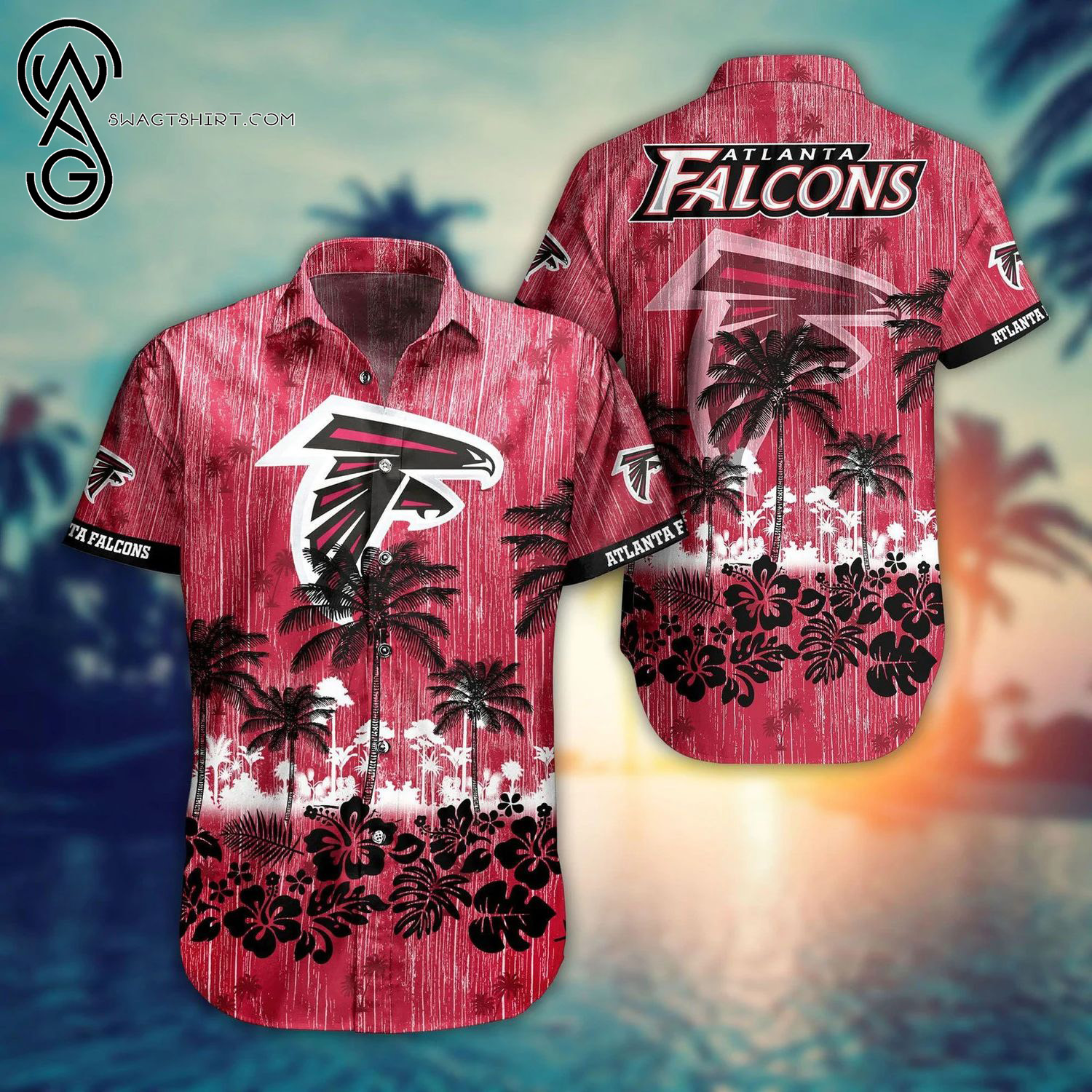 Atlanta Falcons Coconut Tree Ocean Full Print Hawaiian Shirt