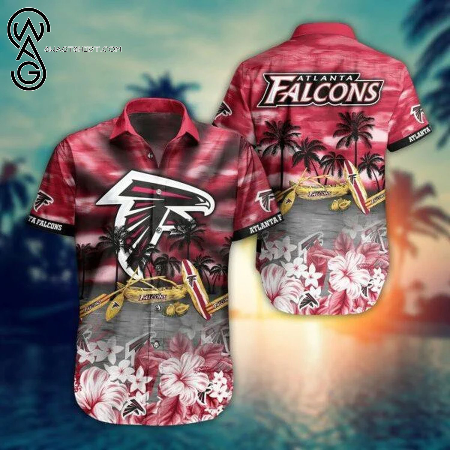 Atlanta Falcons Coconut Tree Ocean Full Print Hawaiian Shirt