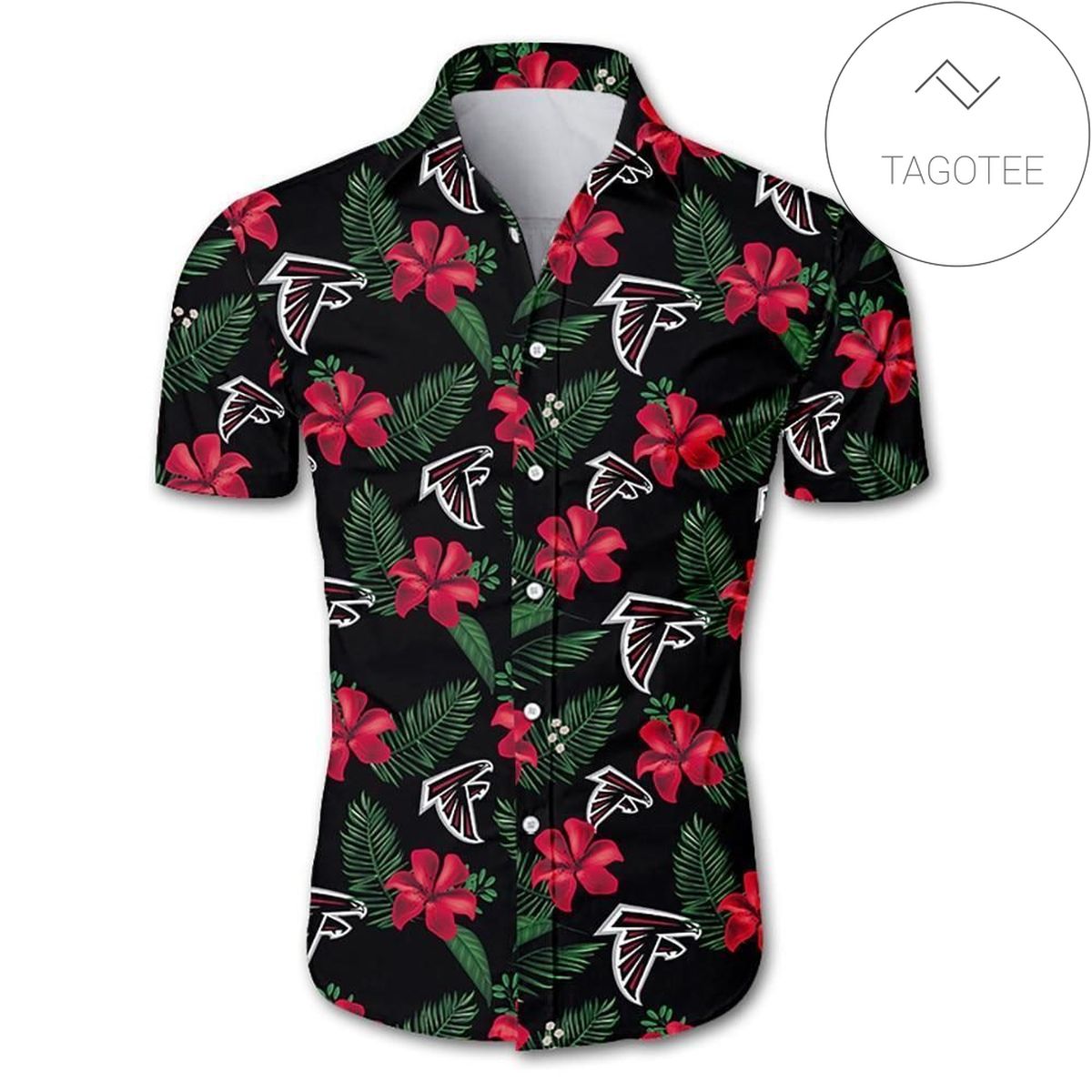 Atlanta Falcons Hawaiian 3d Shirt Tropical Flower Short Sleeve Slim Fit Body-nfl