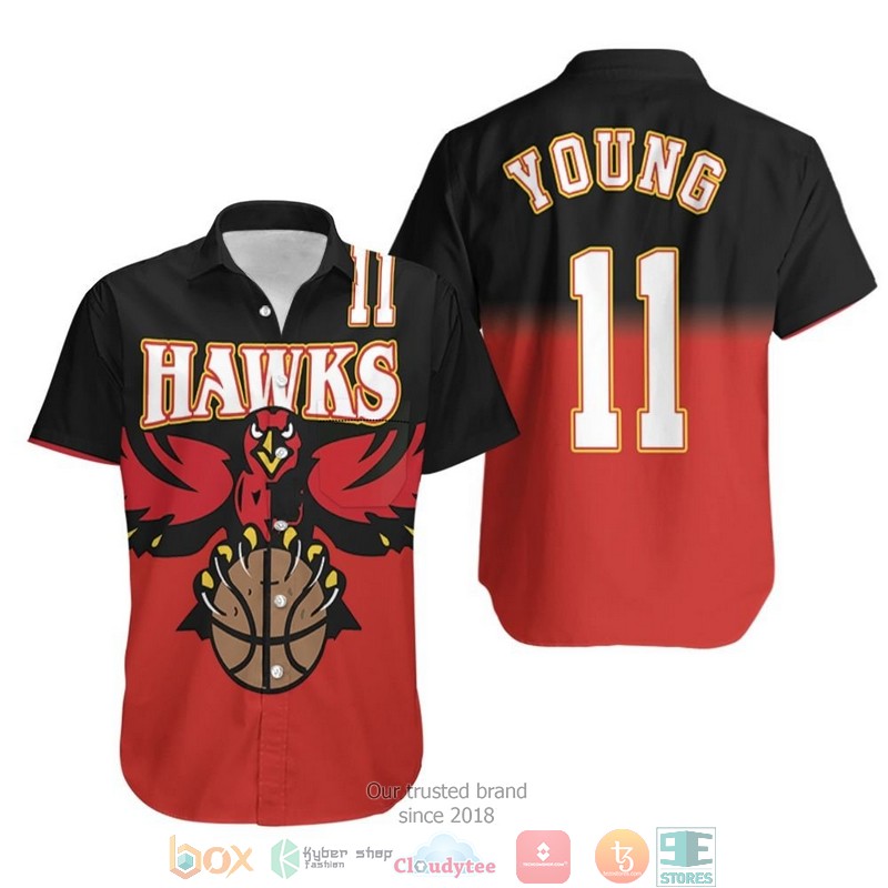 Atlanta Hawks Trae Young 11 Black And Red Jersey Inspired Style Hawaiian Shirt