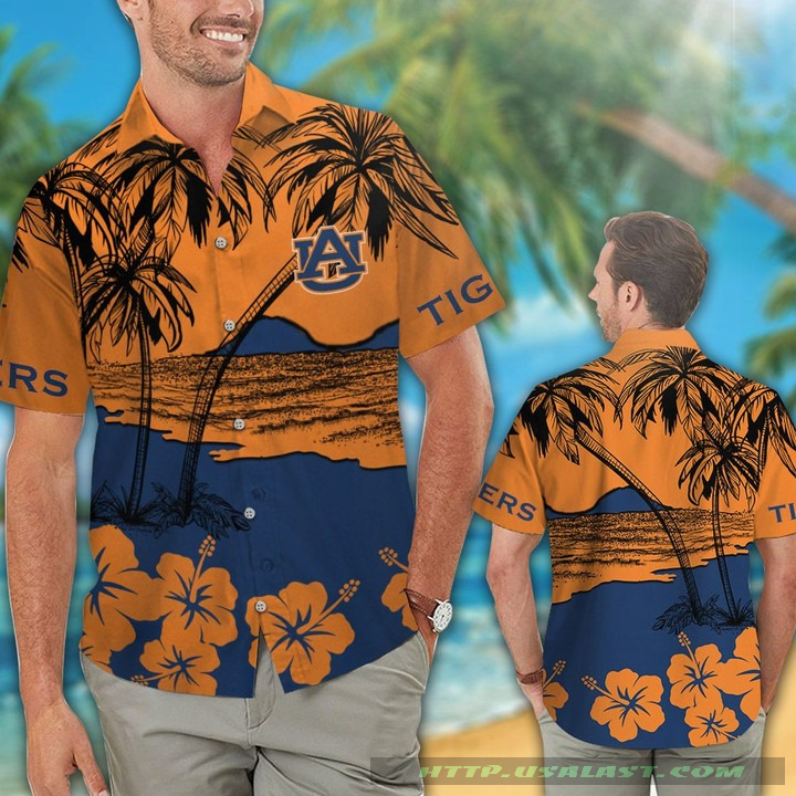 Auburn Tigers Hibiscus Hawaiian Shirt Beach Short