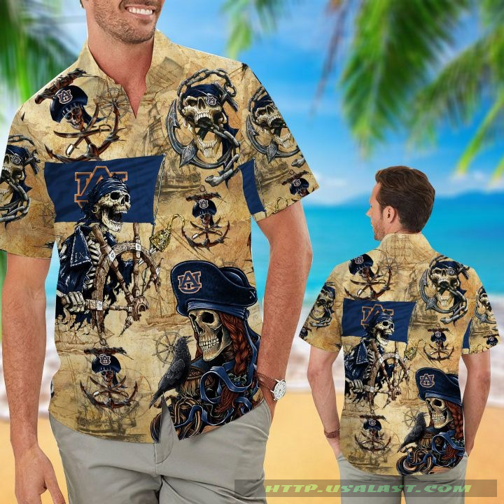 Auburn Tigers Skeleton Tropical Hawaiian Shirt