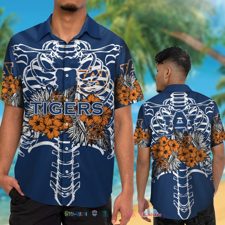 Auburn Tigers Skeleton Tropical Hawaiian Shirt