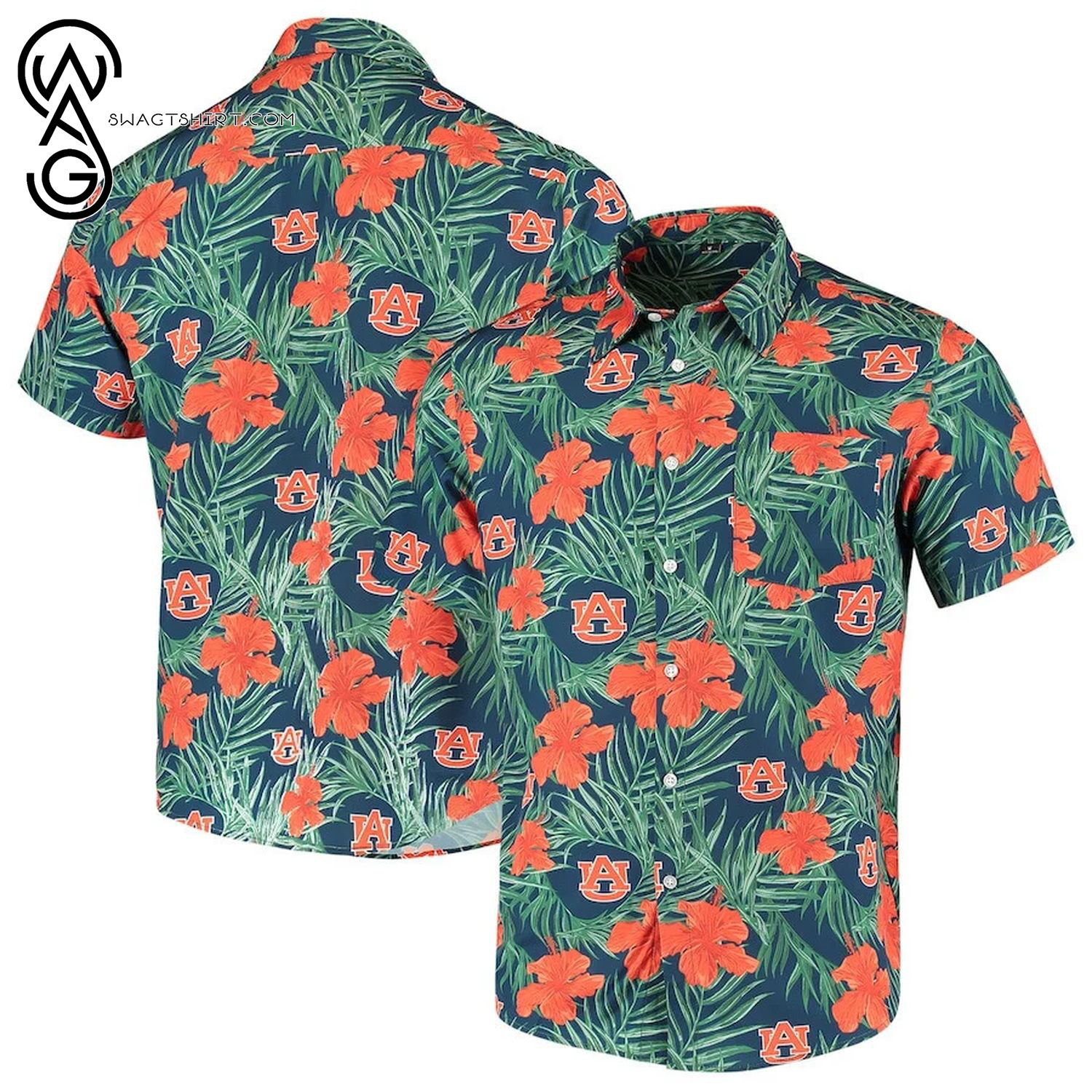 Auburn Tigers Tropical Floral Aloha Hawaiian Shirt