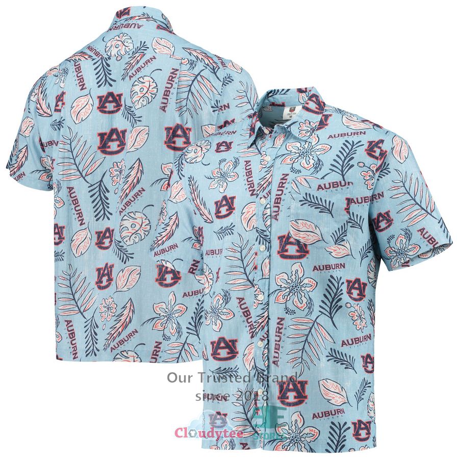 Auburn Tigers Wes & Willy Vintage Floral Light Blue Hawaiian Shirt