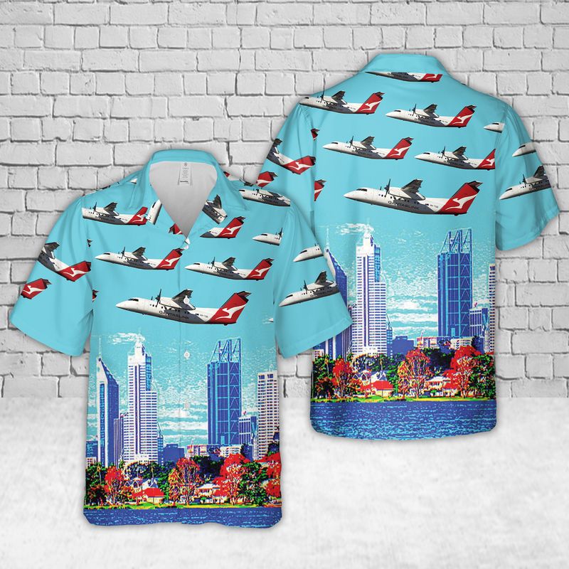 Australia QantasLink De Havilland Canada Dash 8-400 Hawaiian Shirt