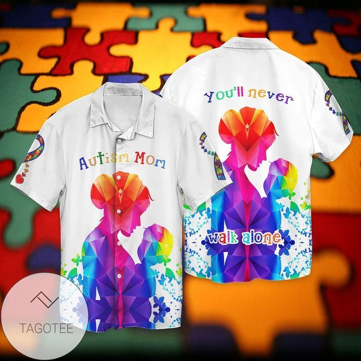 Autism Awareness Autism Mom Walk Alone For Men And Women Graphic Print Short Sleeve Hawaiian Casual Shirt