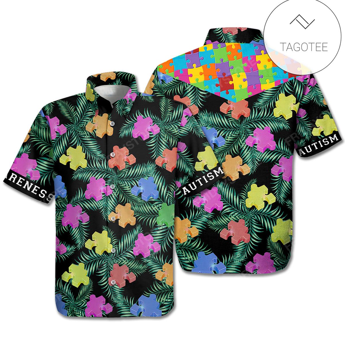 Autism Hawaii Shirt Autism Awareness Color Puzzle Piece Aloha Shirt Autism Shirt