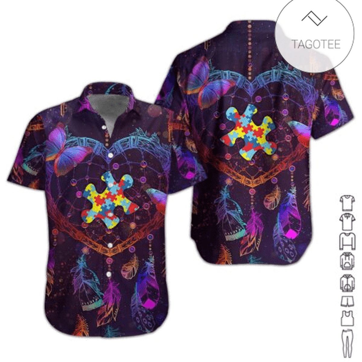 Autism Hawaii Shirt Dreamcatcher Butterfly Autism Puzzle Piece Hawaiian Shirt