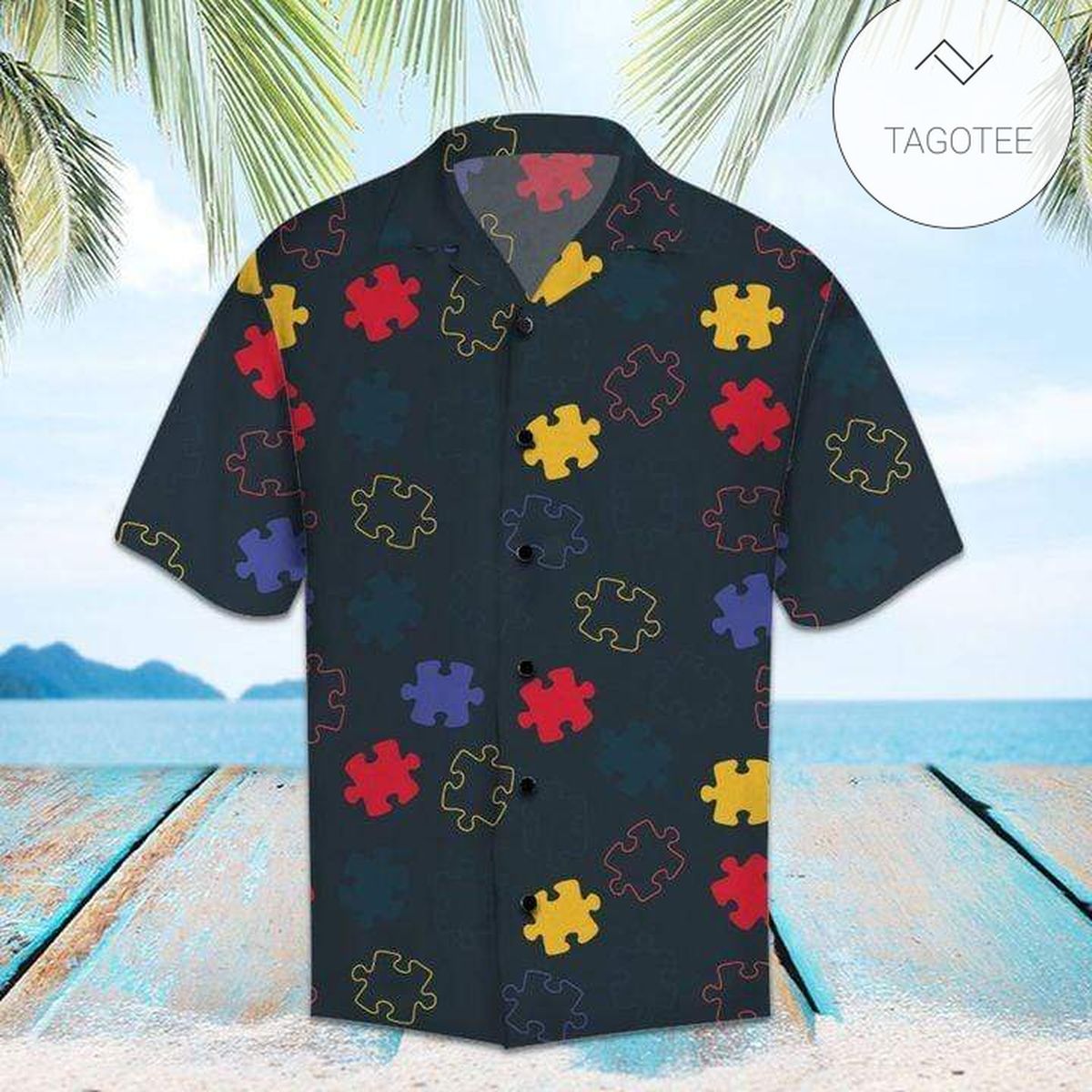 Autism Puzzles Fun Summer Hawaiian Aloha Shirts