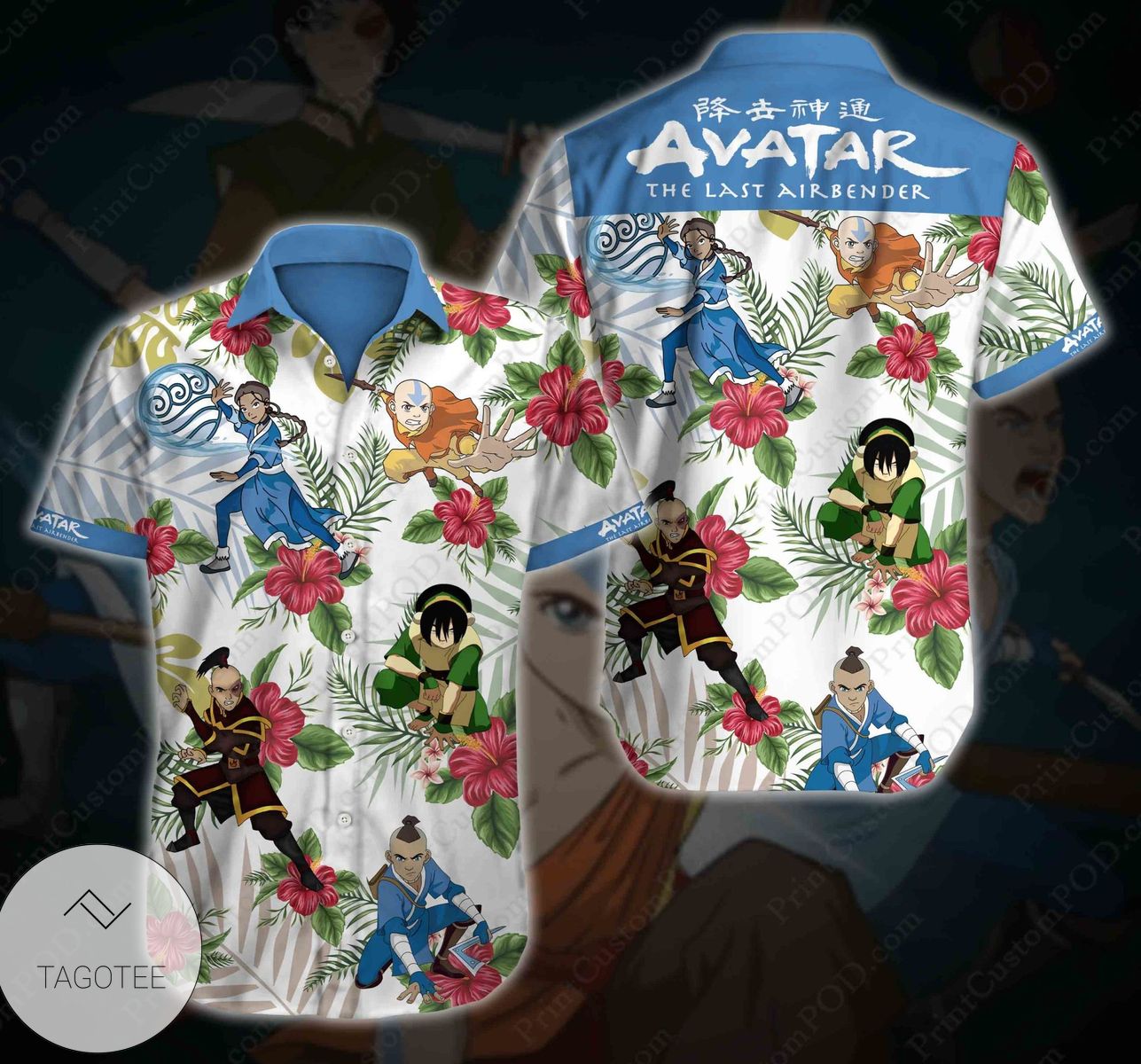 Avatar The Last Airbender Hawaiian Graphic Print Short Sleeve Hawaiian Casual Shirt