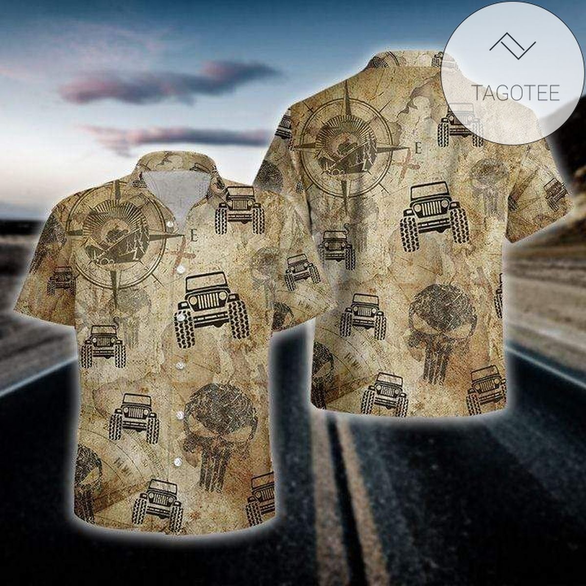 Awesome Jeep Tropical Navy Hawaiian Aloha Shirts