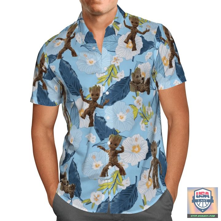 Baby Groot Hawaiian Shirt, Beach Short