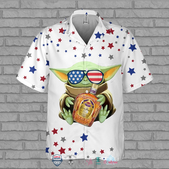 Baby Yoda Crown Royal Hawaiian Shirt