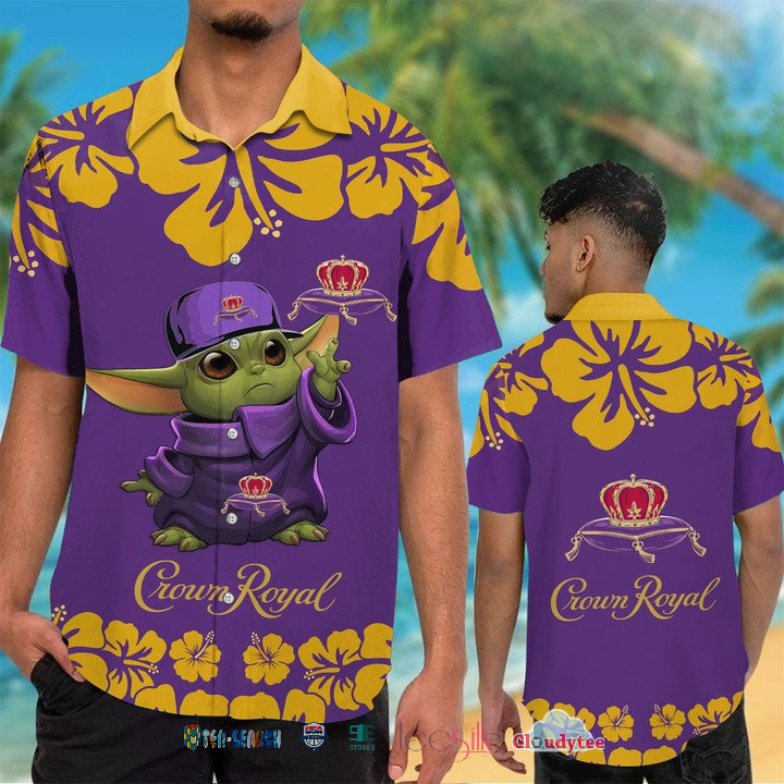 Baby Yoda Crown Royal Hawaiian Shirt