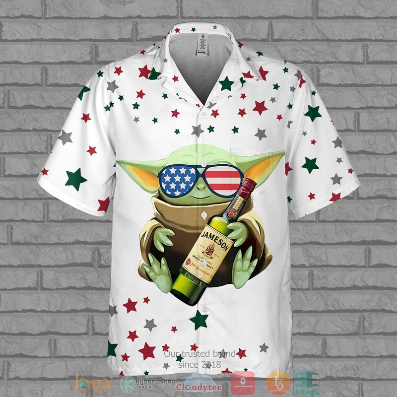 Baby Yoda hug Jameson Irish Whiskey 3d Hawaiian Shirt