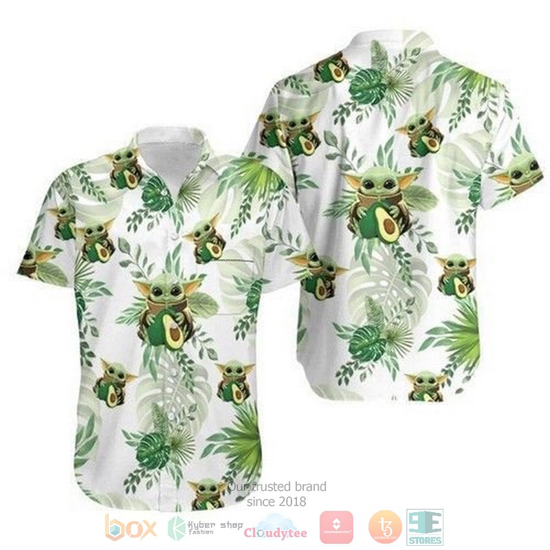 Baby Yoda Star Wars flowers black Hawaiian Shirt