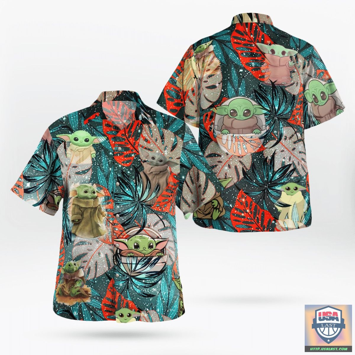 Baby Yoda Pattern Hawaiian Aloha Shirts