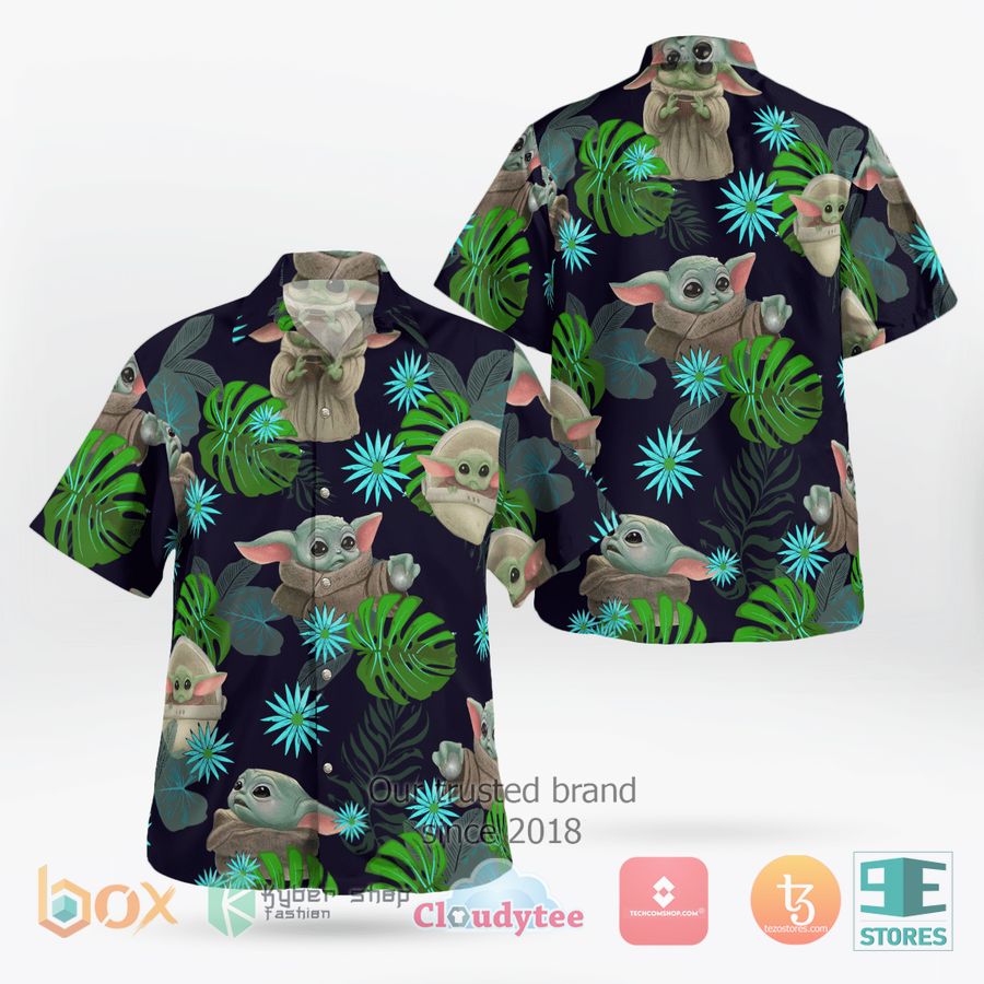 Baby Yoda Space pattern Hawaiian Shirt