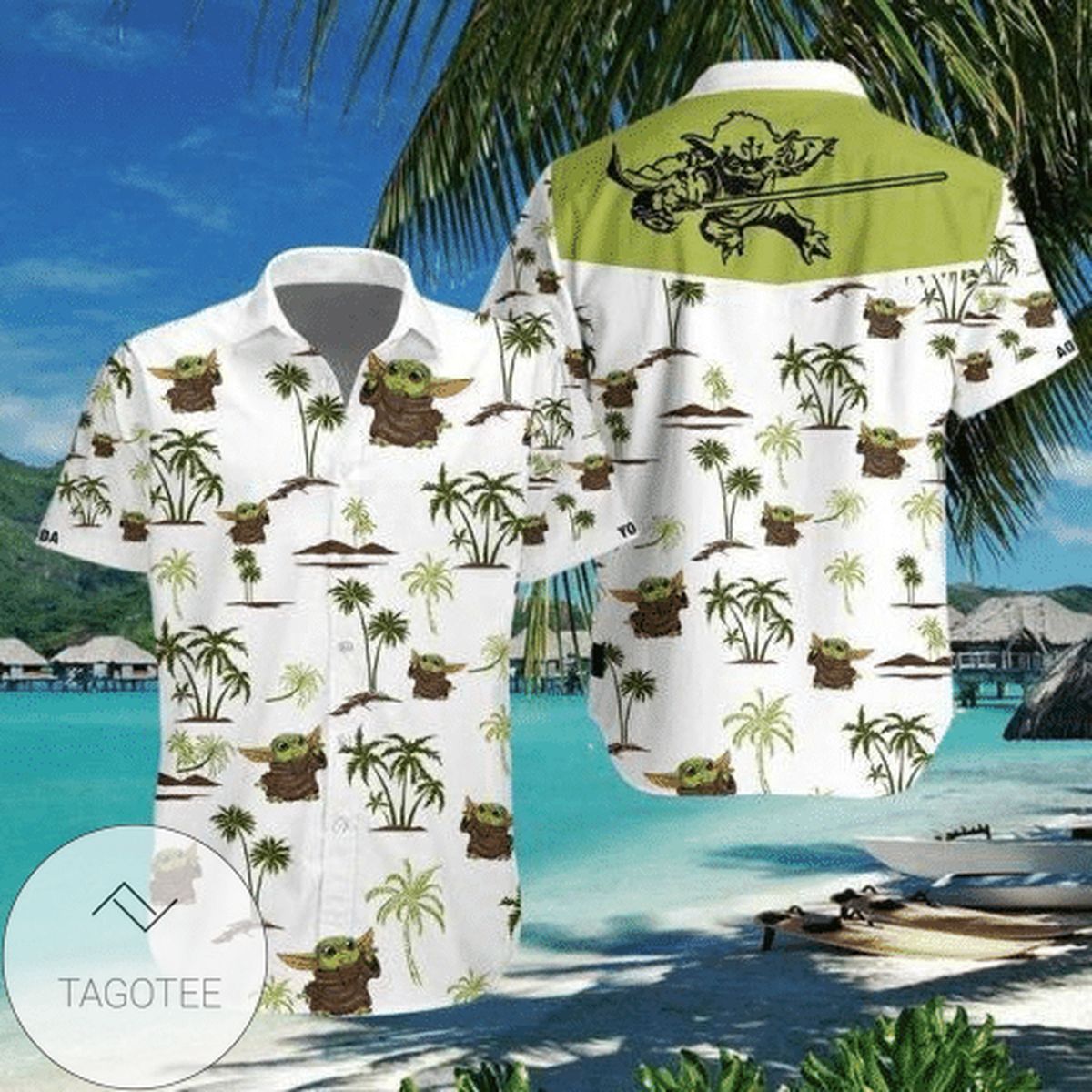 Baby Yoda Star Wars Movie Graphic Print Short Sleeve Hawaiian Casual Shirt