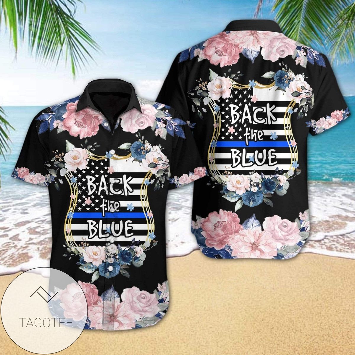 Back The Blue Police Flag American Jesus Christ All Over Printed Hawaiian Shirt