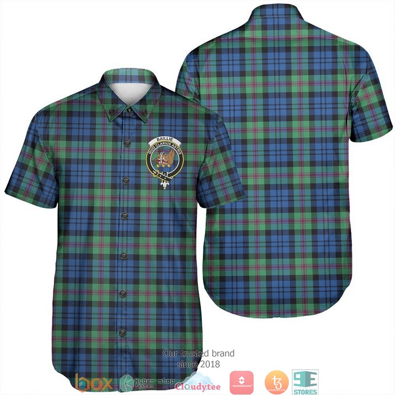 Baillie Ancient Tartan Crest Personalized Short Sleeve Hawaiian Shirt