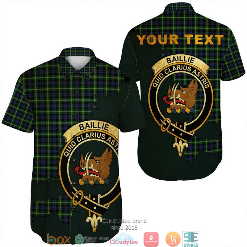 Baillie Ancient Tartan Crest Short Sleeve Hawaiian Shirt