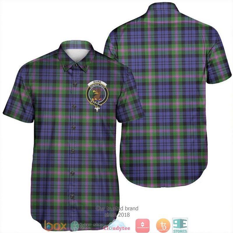 Baird Modern Tartan Crest Personalized Short Sleeve Hawaiian Shirt