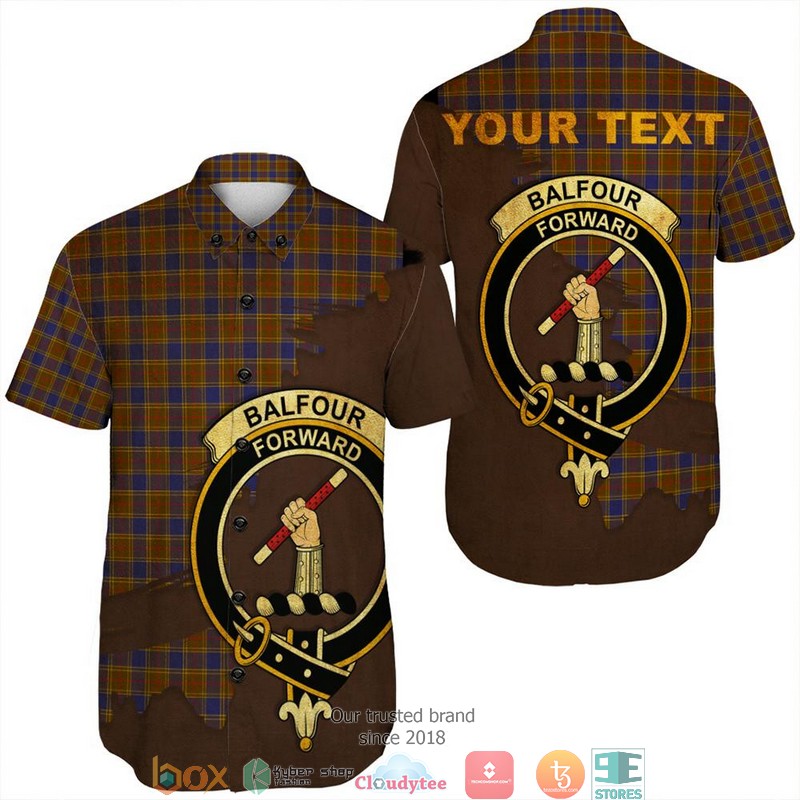 Balfour Modern Tartan Crest Short Sleeve Hawaiian Shirt