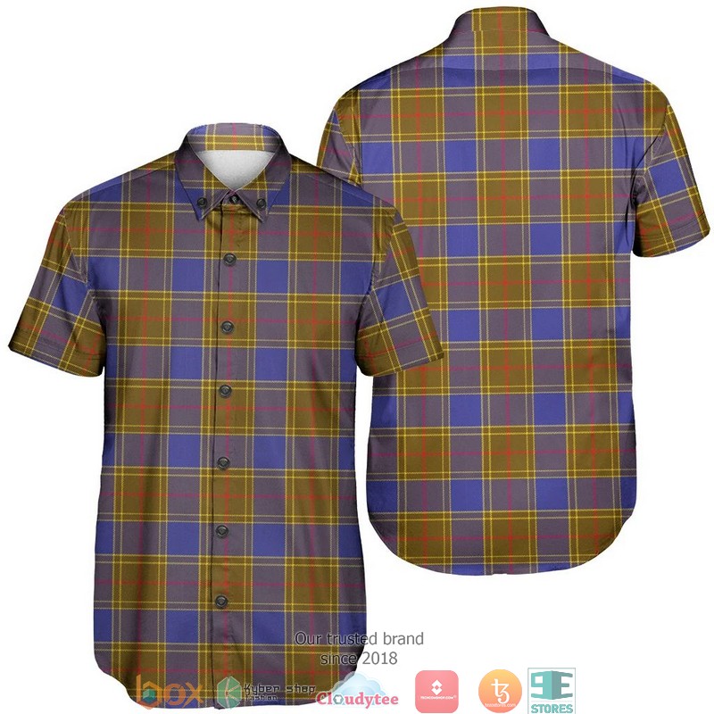 Balfour Modern Tartan Crest Short Sleeve Hawaiian Shirt