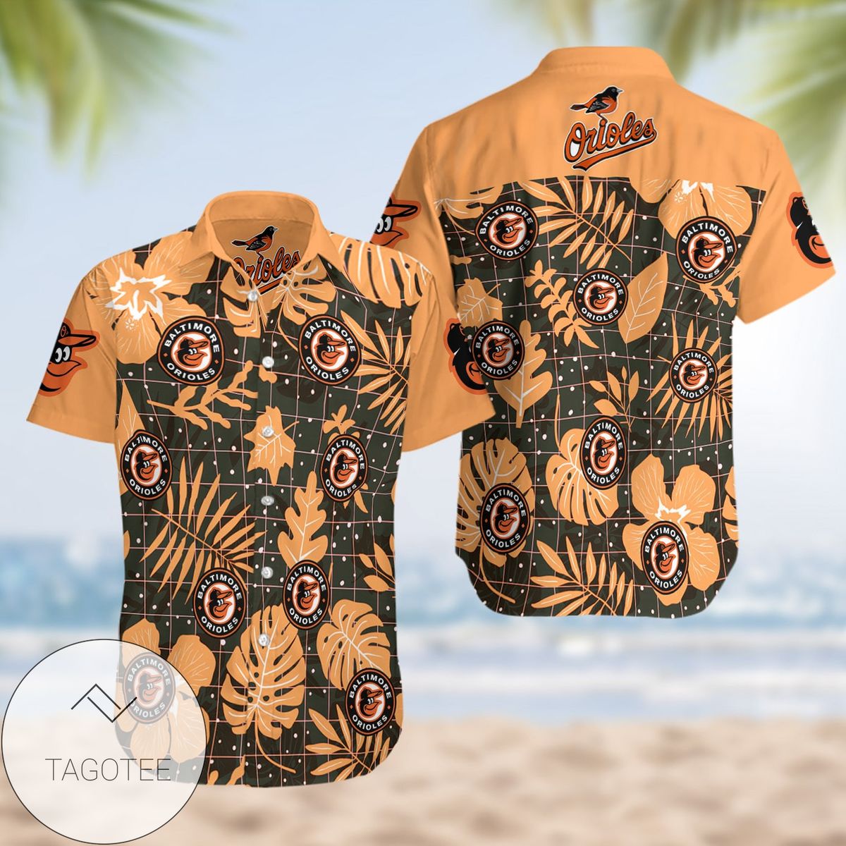 Baltimore Orioles All Over Print Summer Short Sleeve Hawaiian Beach Shirt