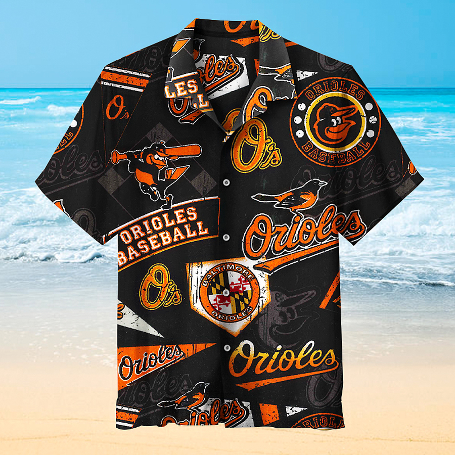 Baltimore Orioles Button Up Hawaiian Shirt