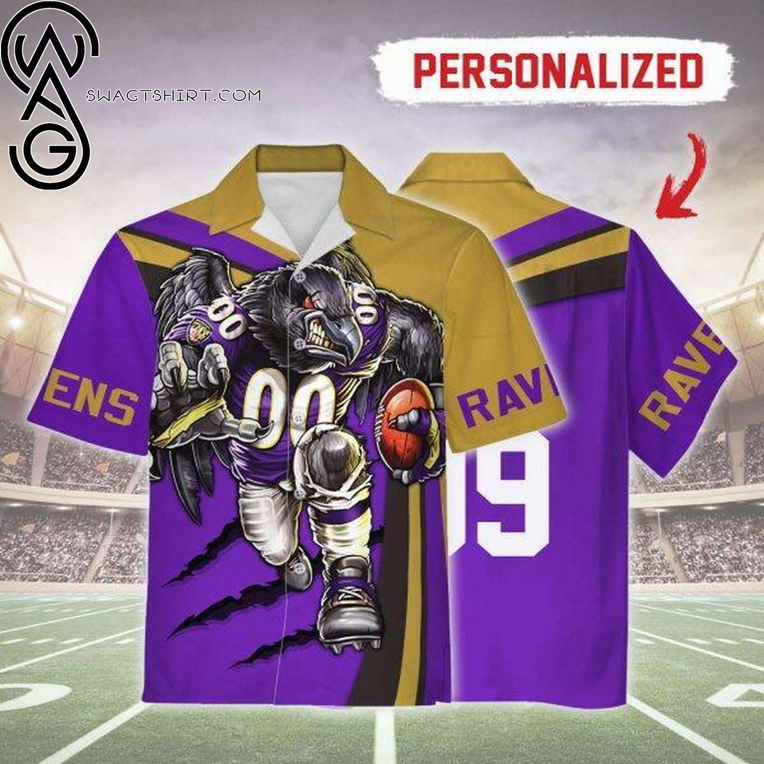 Baltimore Ravens Football Team Full Printing Hawaiian Shirt