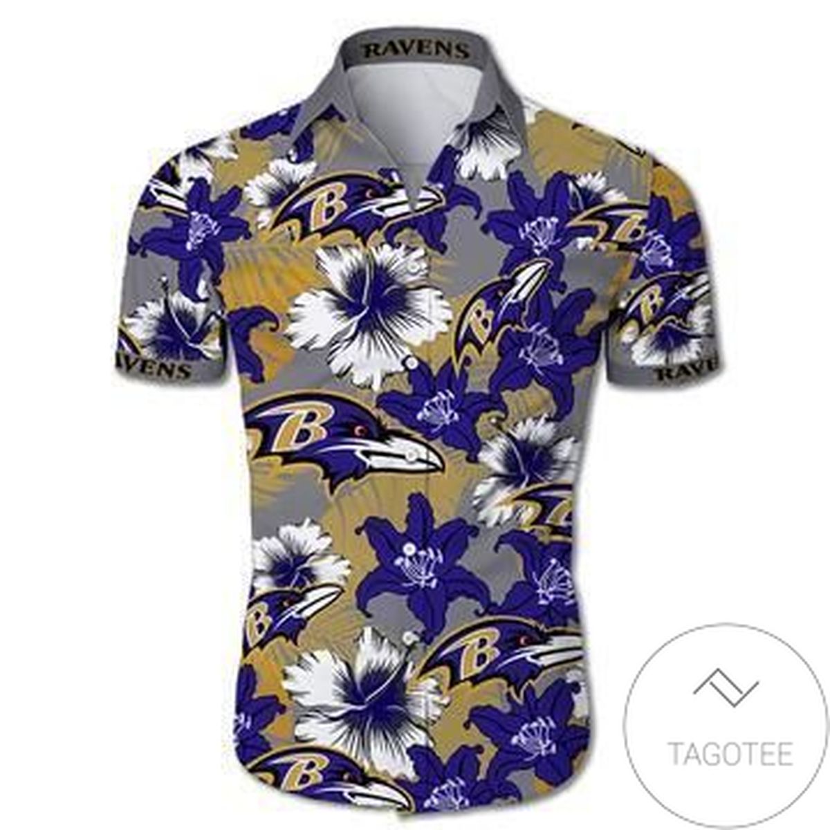 Baltimore Ravens Hawaiian 3d Shirt Tropical Flower Short Sleeve Slim Fit Body-nfl