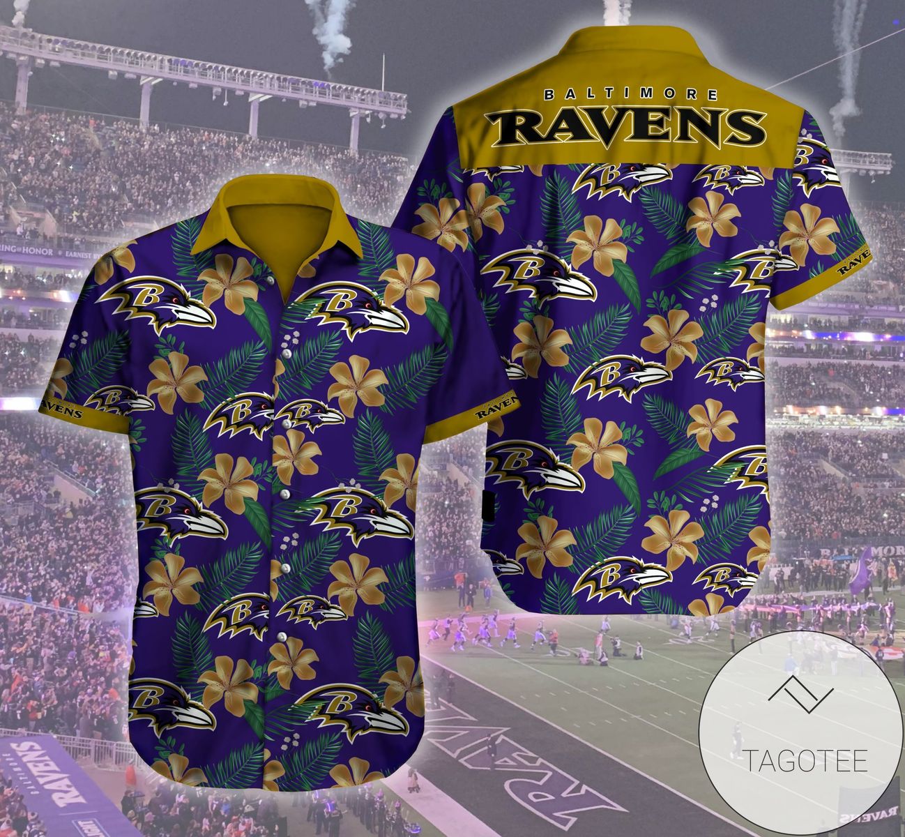 Baltimore Ravens Hawaiian 3d Shirt Tropical Flower Short Sleeve Slim Fit Body-nfl