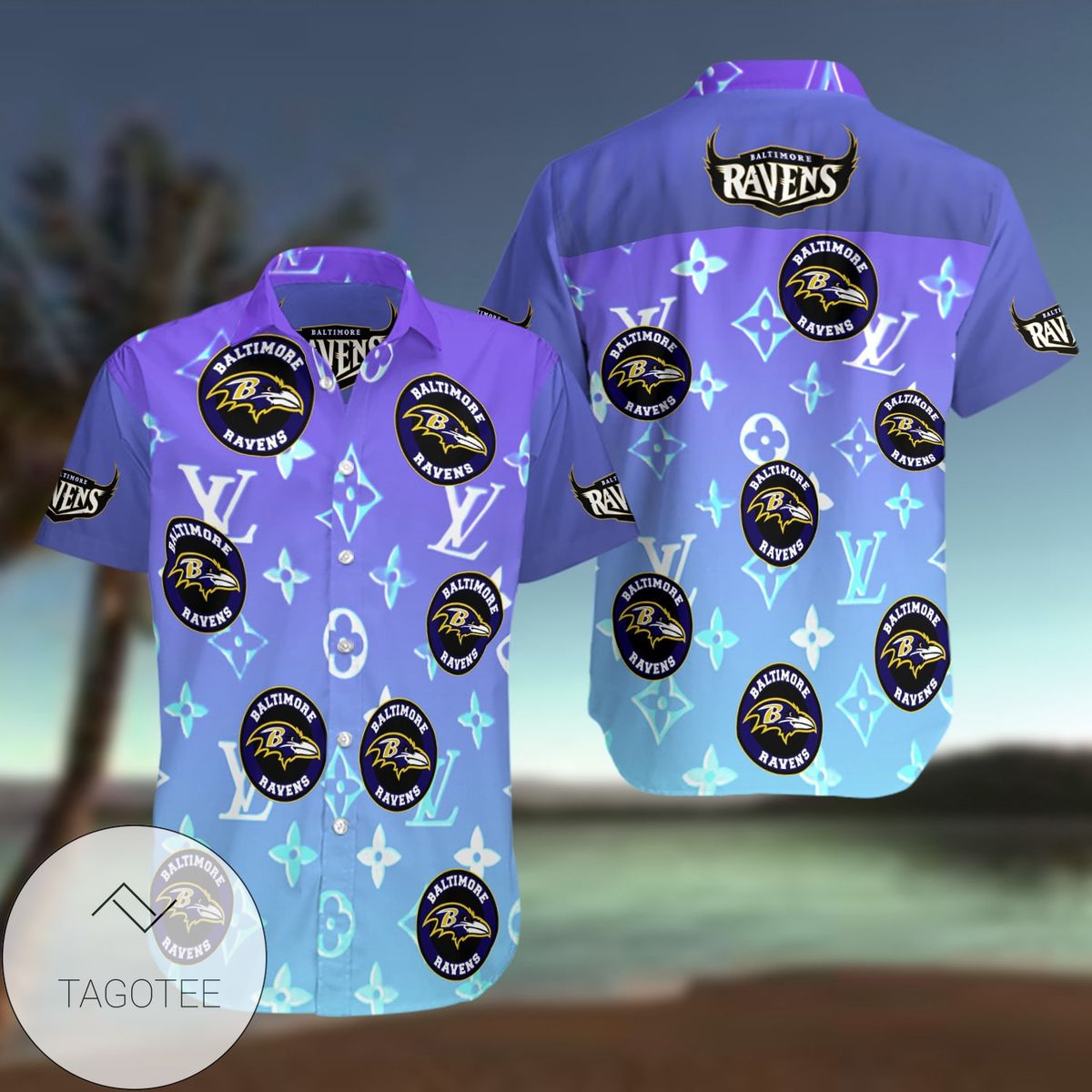 Baltimore Ravens LV All Over Print Summer Short Sleeve Hawaiian Beach Shirt