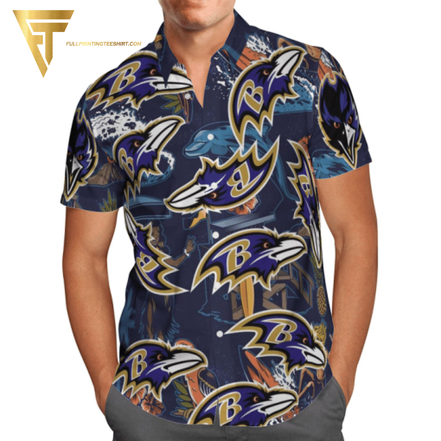 Baltimore Ravens NFL Tropical All Over Print Hawaiian Shirt