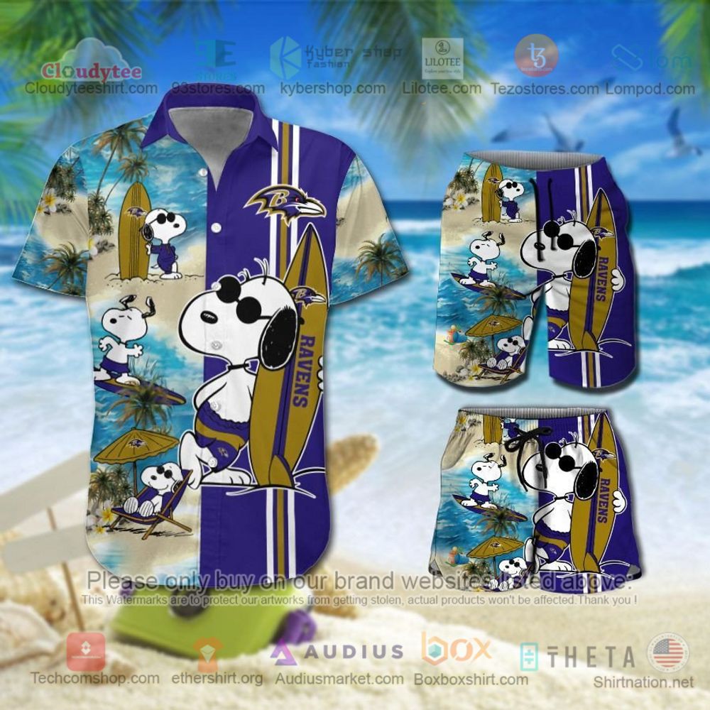 Baltimore Ravens Snoopy NFL Hawaiian Shirt, Short