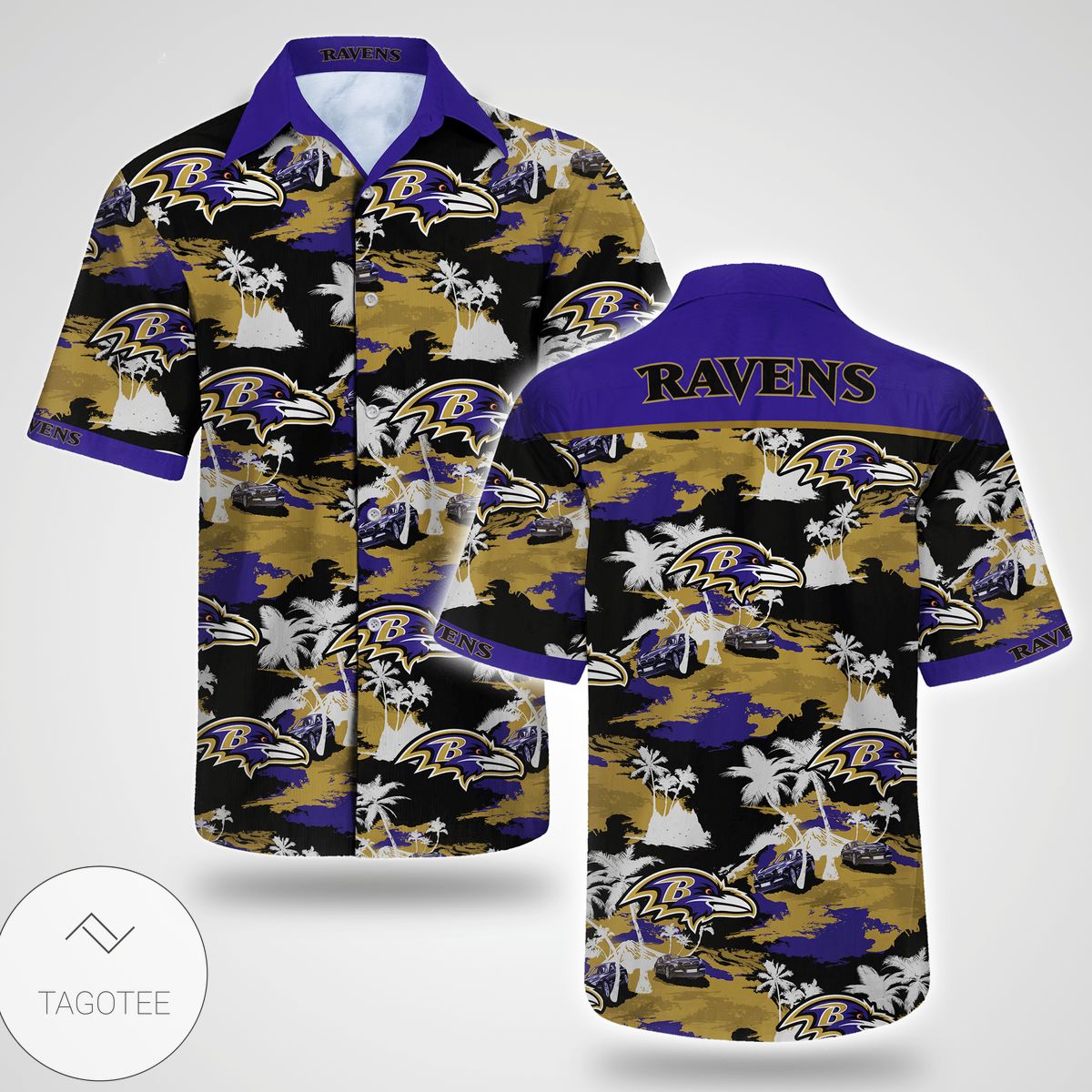 Baltimore Ravens Hawaiian 3d Shirt Tropical Flower Short Sleeve Slim Fit Body-nfl