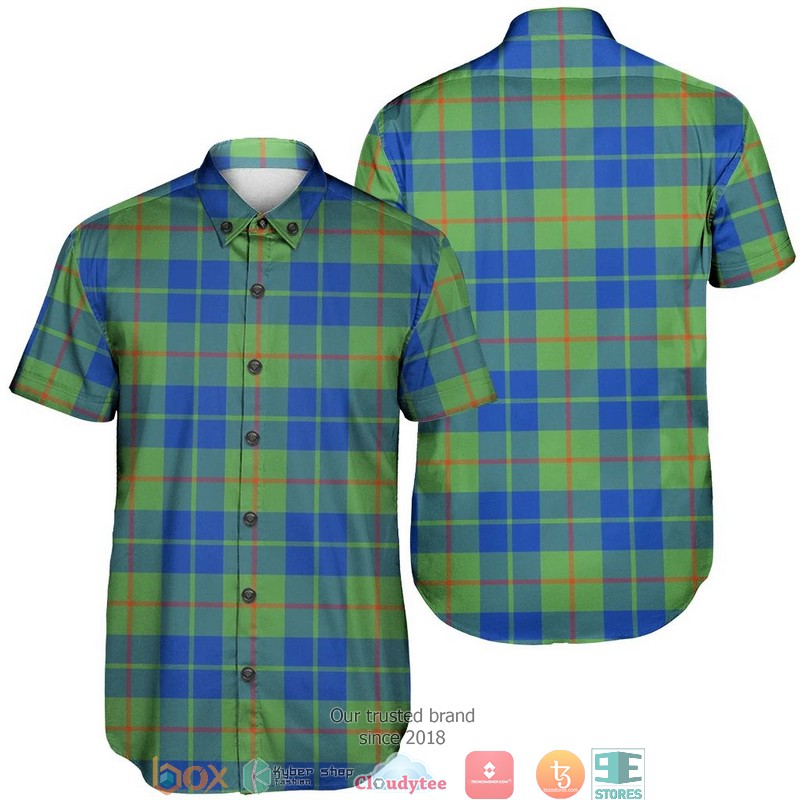 Barclay Hunting Ancient Tartan Crest Personalized Short Sleeve Hawaiian Shirt