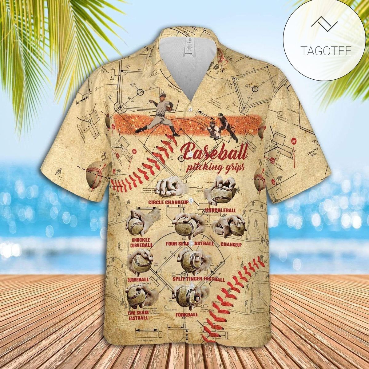 Baseball Pitching Grips Hawaiian Shirt