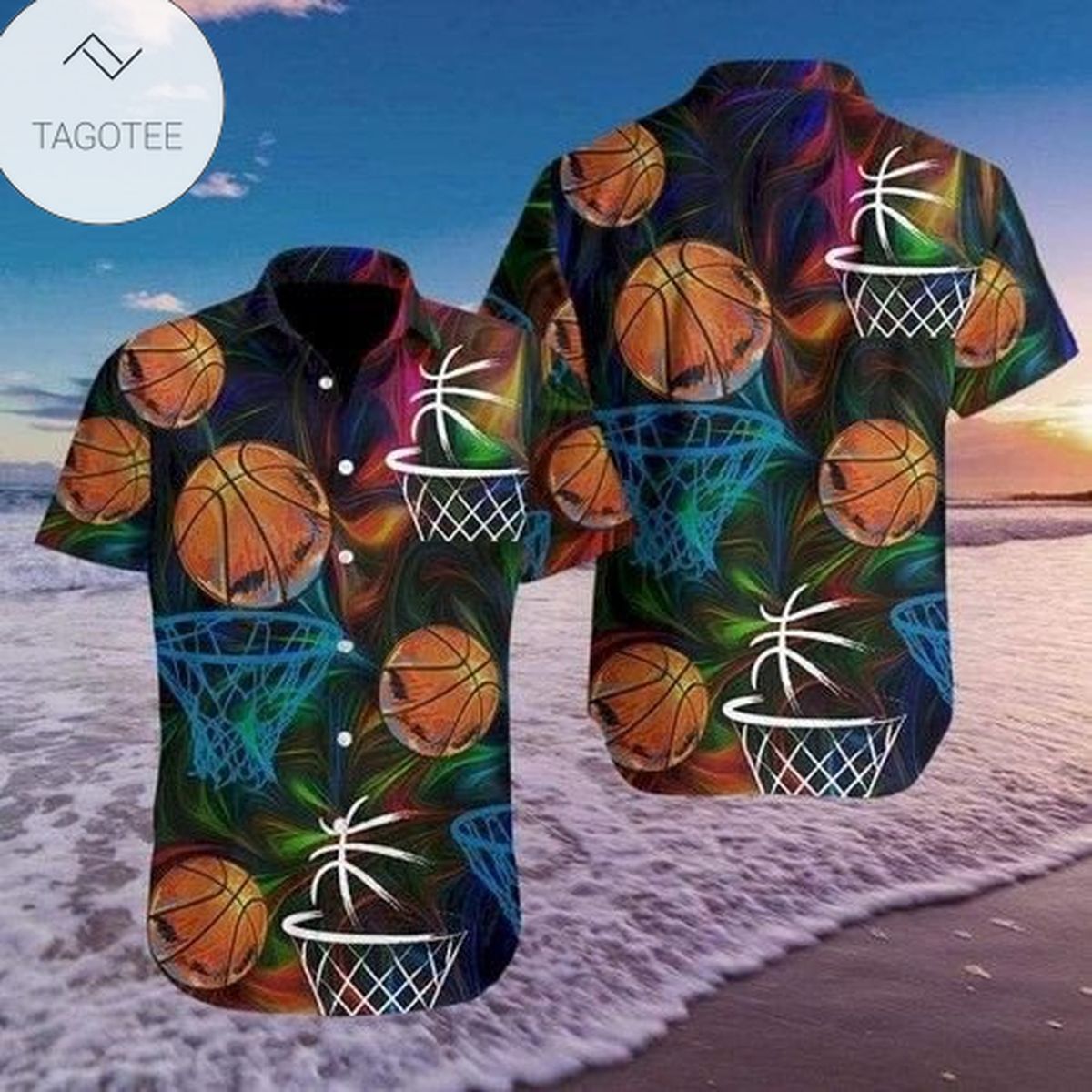 Basketball Broken Wall Hawaiian Shirt For Men With Vibrant Colors And Textures