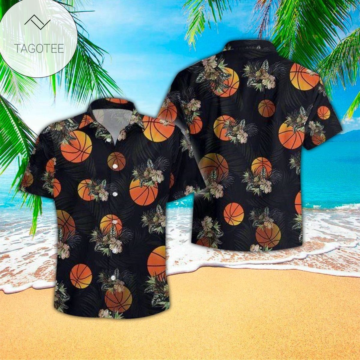 Bass Guitar Hawaiian Graphic Print Short Sleeve Hawaiian Shirt