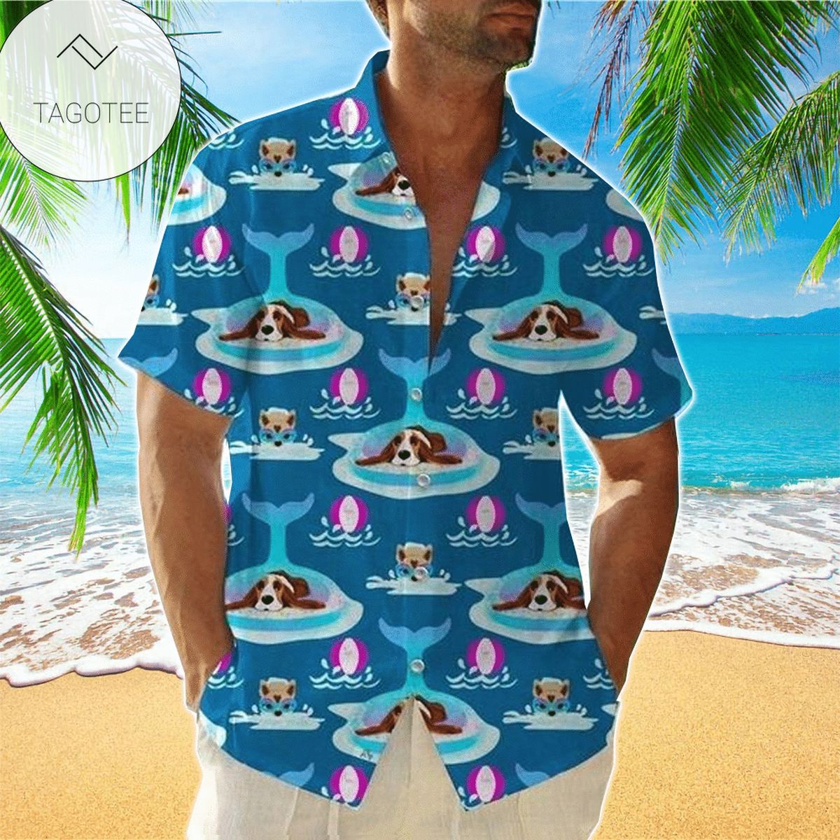 Basset Hound Dog Summer Short Sleeve Hawaiian Beach Shirt