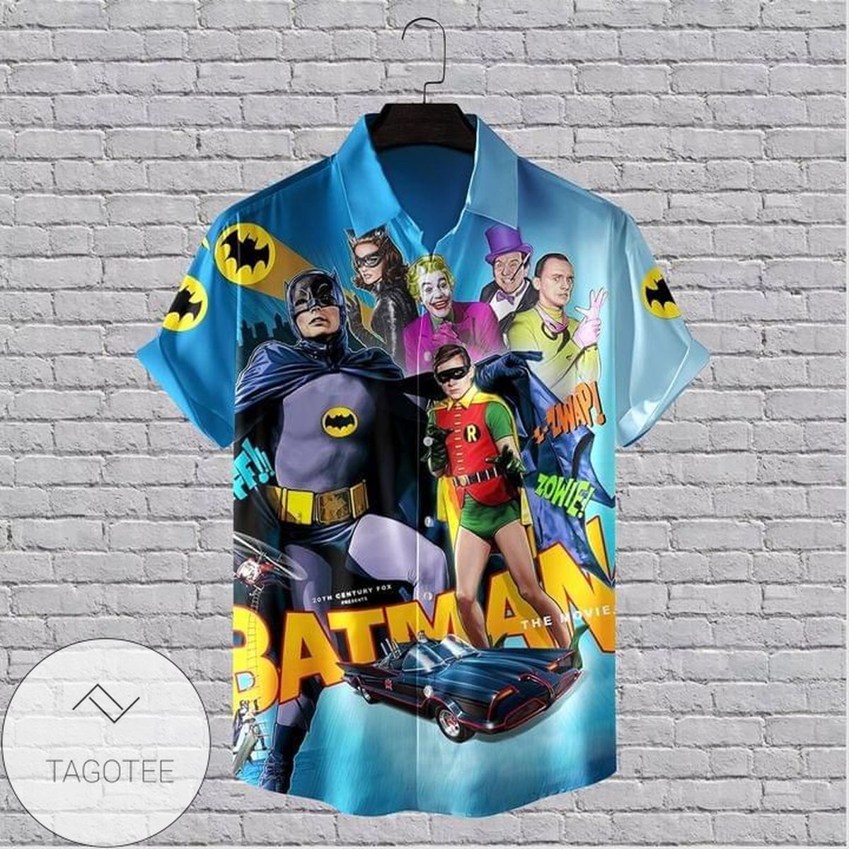 Batman Yellow Tropical Print Short Sleeve Hawaiian Casual Shirt