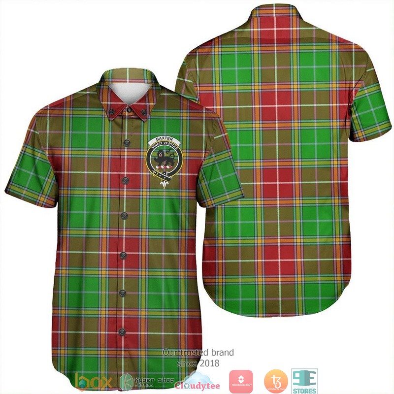 Baxter Tartan Crest Personalized Short Sleeve Hawaiian Shirt