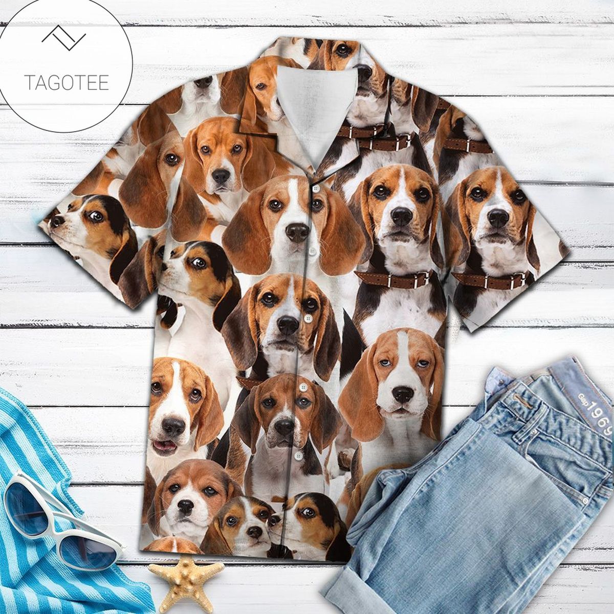 Beagle Apparel Beagle Hawaiian Button Up Shirt