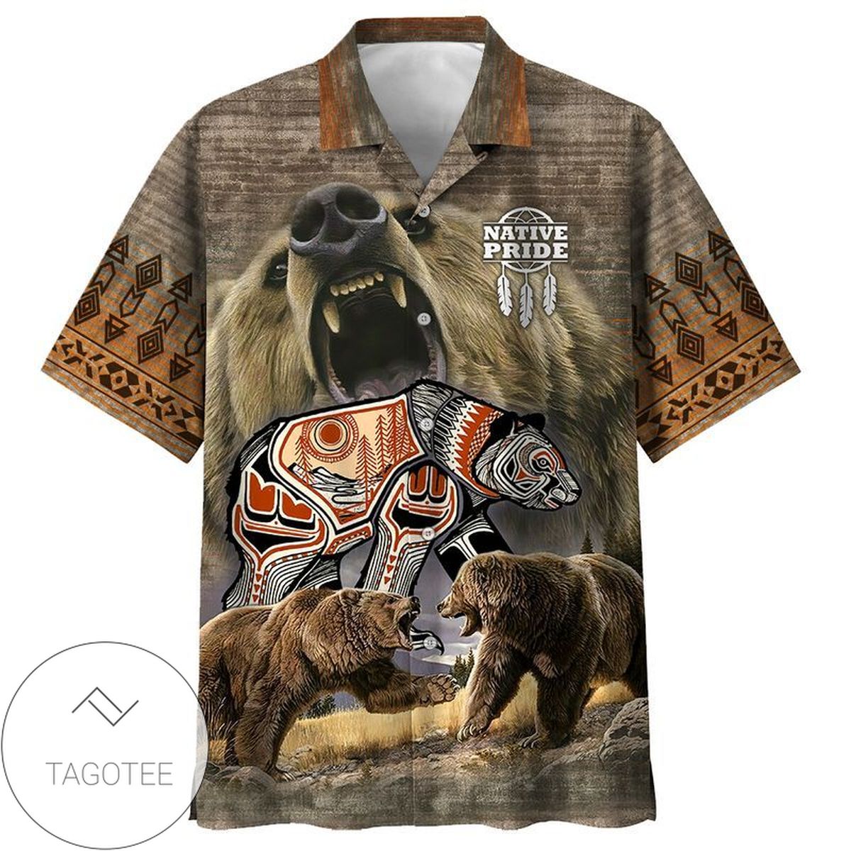 Bear Hunter For men And Women Graphic Print Short Sleeve Hawaiian Casual Shirt