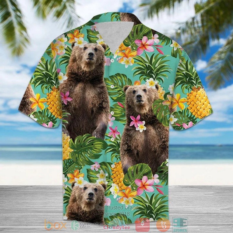 Bear I Hate People American Flag Hawaiian Shirt